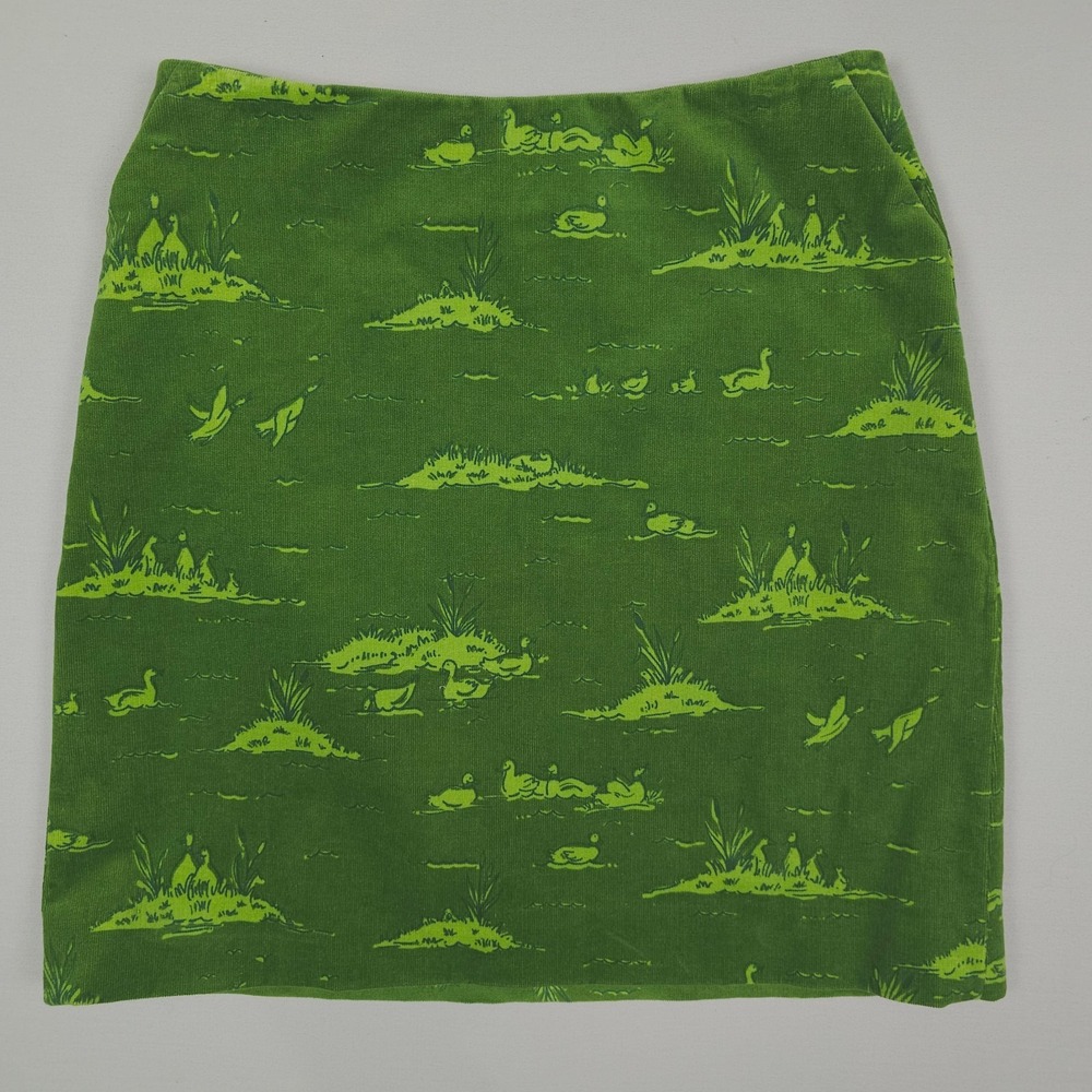 Vintage Lilly Pulitzer Mini Skirt Women Size 4 Green Corduroy Duck Unlined